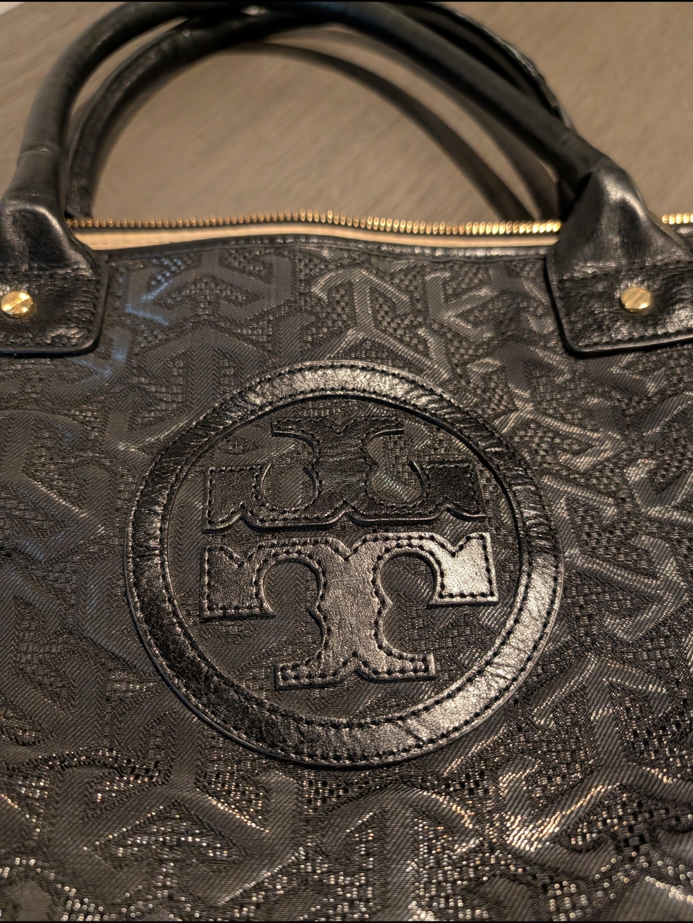 Tory Burch Jayden Mesh Black Logo Tote - Picture 7 of 8